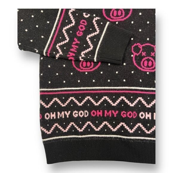 Shane Dawson Killer Merch Pig Oh My God Pig Sweater Pink Black Size Large - Picture 3 of 6